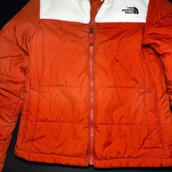 The North Face Jacket Womens Small Orange Sherpa Yoke White Insulated North Peak - Picture 3 of 16